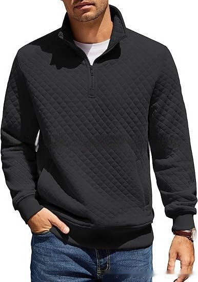 Gesteppter Pullover mit Viertelreißverschluss