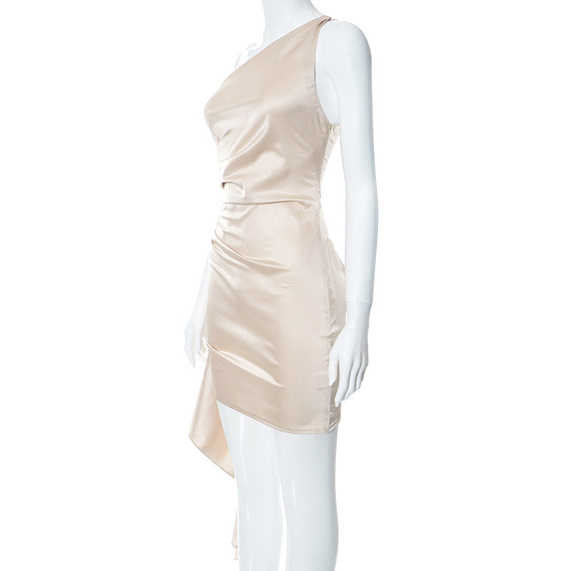 Cleo One-Shoulder Satin Mini Dress