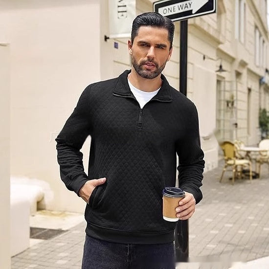 Gesteppter Pullover mit Viertelreißverschluss