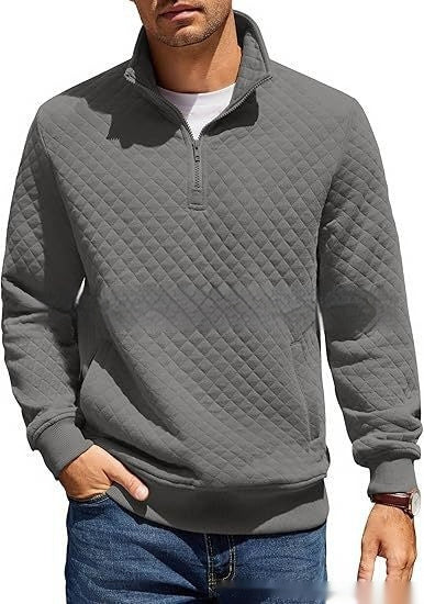 Gesteppter Pullover mit Viertelreißverschluss