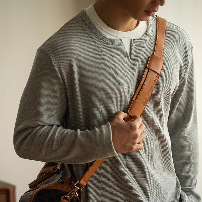 Pull ras du cou en tricot gaufré superposé