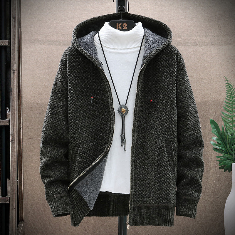 Sweat à capuche zippé en tricot nordique