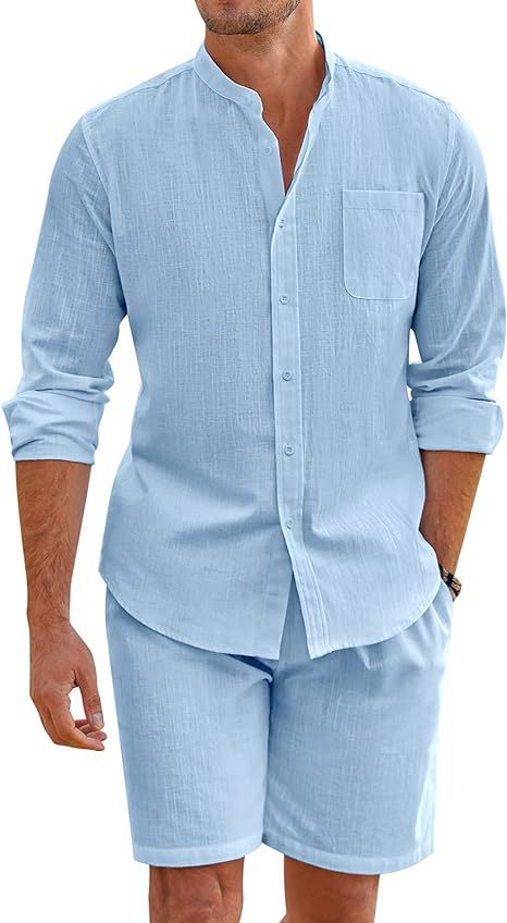 2-teiliges Lounge-Set aus Leinen für Herren