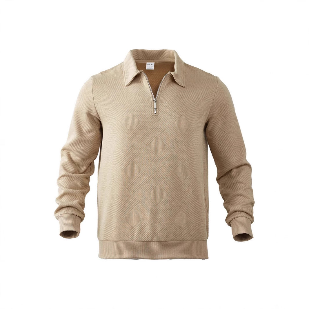 Polo zippé texturé Oxford