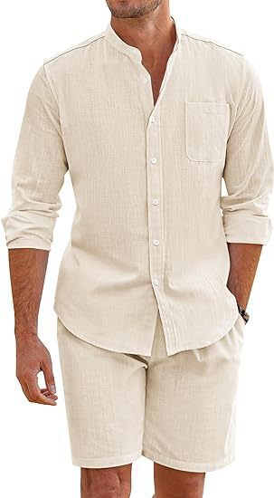 2-teiliges Lounge-Set aus Leinen für Herren