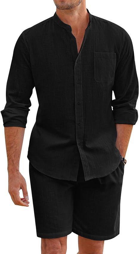 2-teiliges Lounge-Set aus Leinen für Herren
