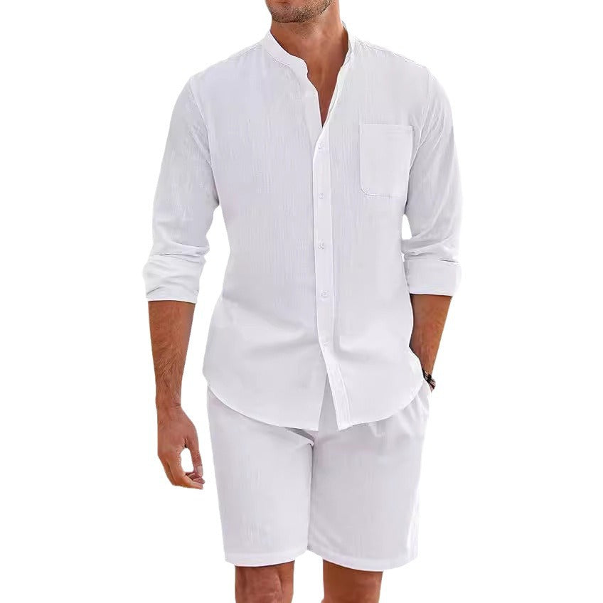 2-teiliges Lounge-Set aus Leinen für Herren