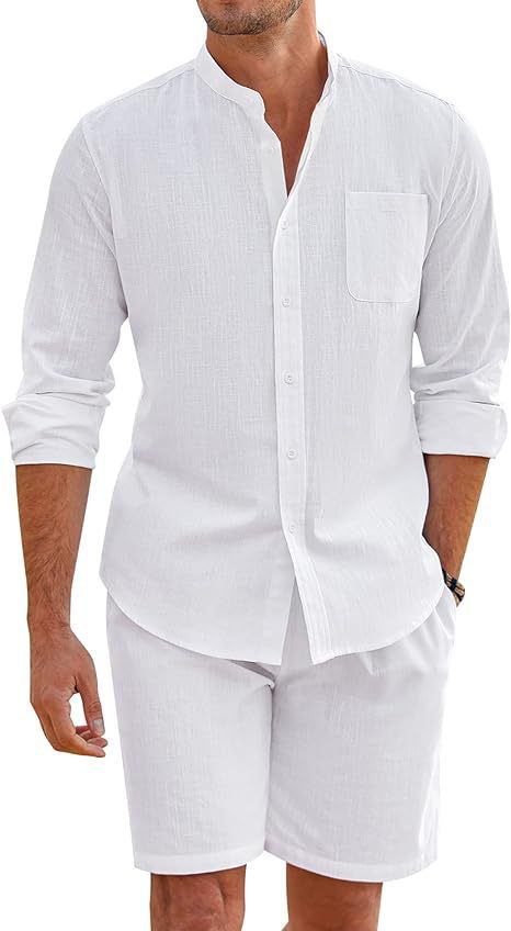 2-teiliges Lounge-Set aus Leinen für Herren