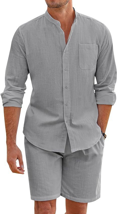 2-teiliges Lounge-Set aus Leinen für Herren