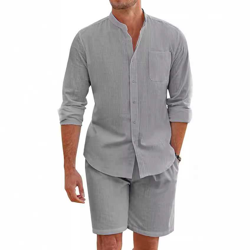 2-teiliges Lounge-Set aus Leinen für Herren