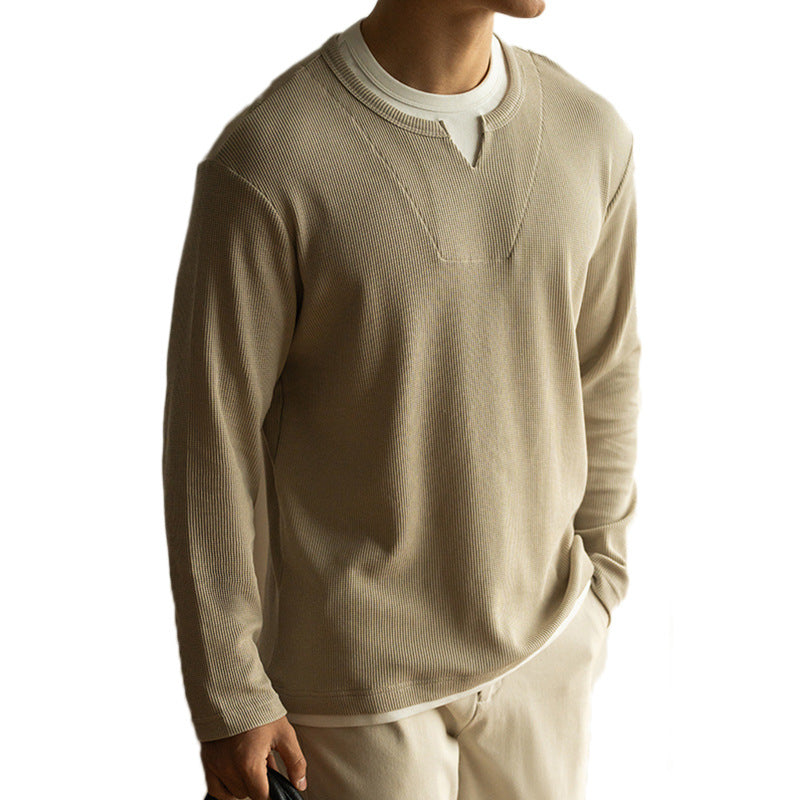 Pull ras du cou en tricot gaufré superposé