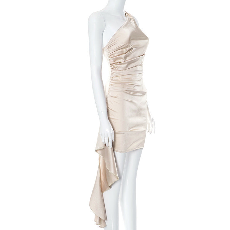 Cleo One-Shoulder Satin Mini Dress