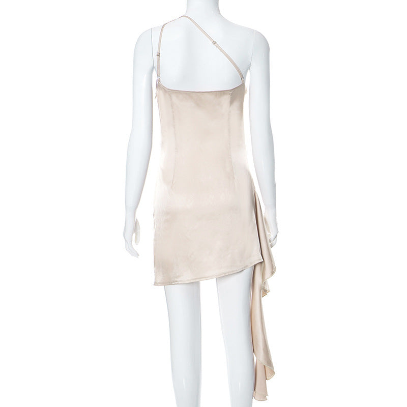 Cleo One-Shoulder Satin Mini Dress