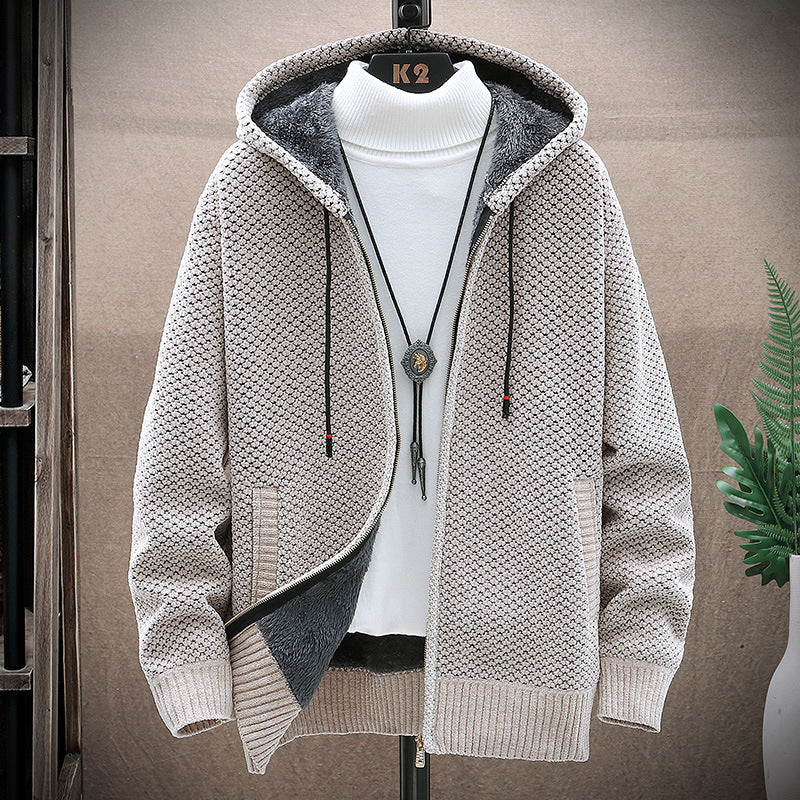 Nordischer Strick-Kapuzenpullover mit Reißverschluss