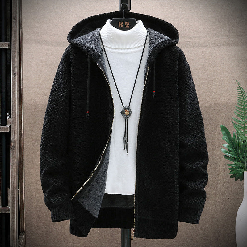 Sweat à capuche zippé en tricot nordique