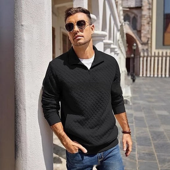 Gesteppter Pullover mit Viertelreißverschluss