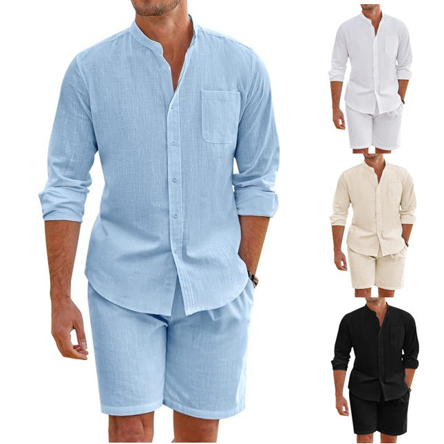 2-teiliges Lounge-Set aus Leinen für Herren