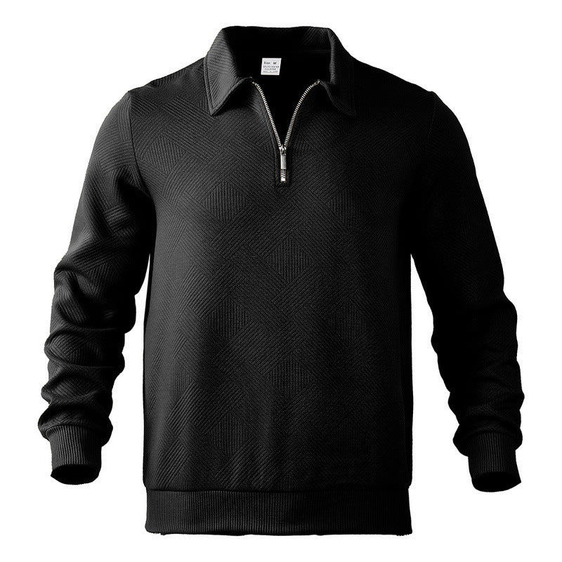 Polo zippé texturé Oxford