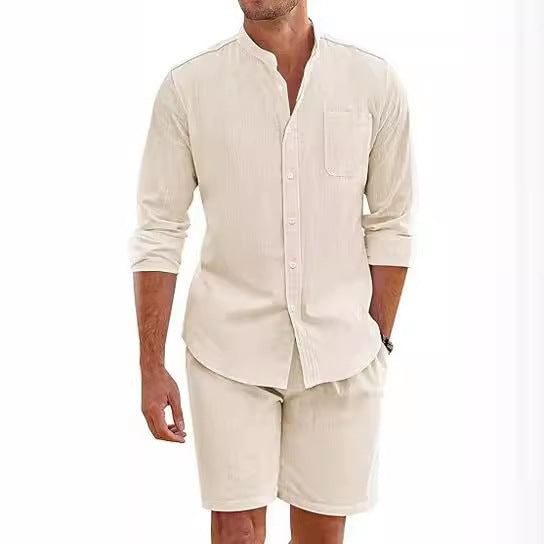 2-teiliges Lounge-Set aus Leinen für Herren