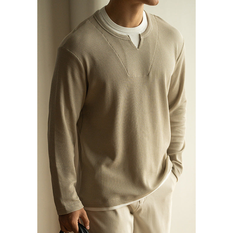 Pull ras du cou en tricot gaufré superposé