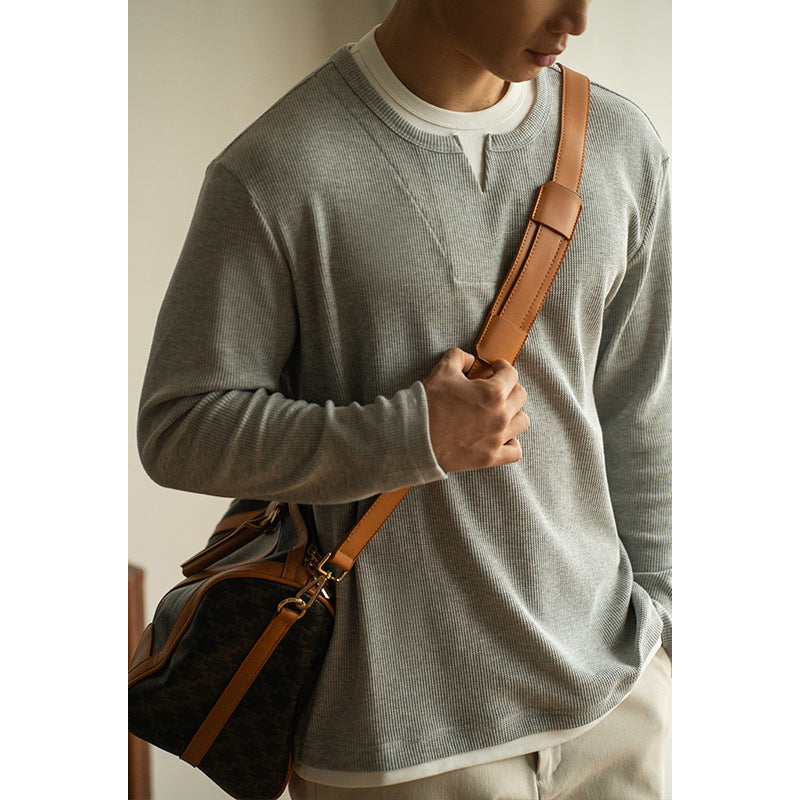 Pull ras du cou en tricot gaufré superposé