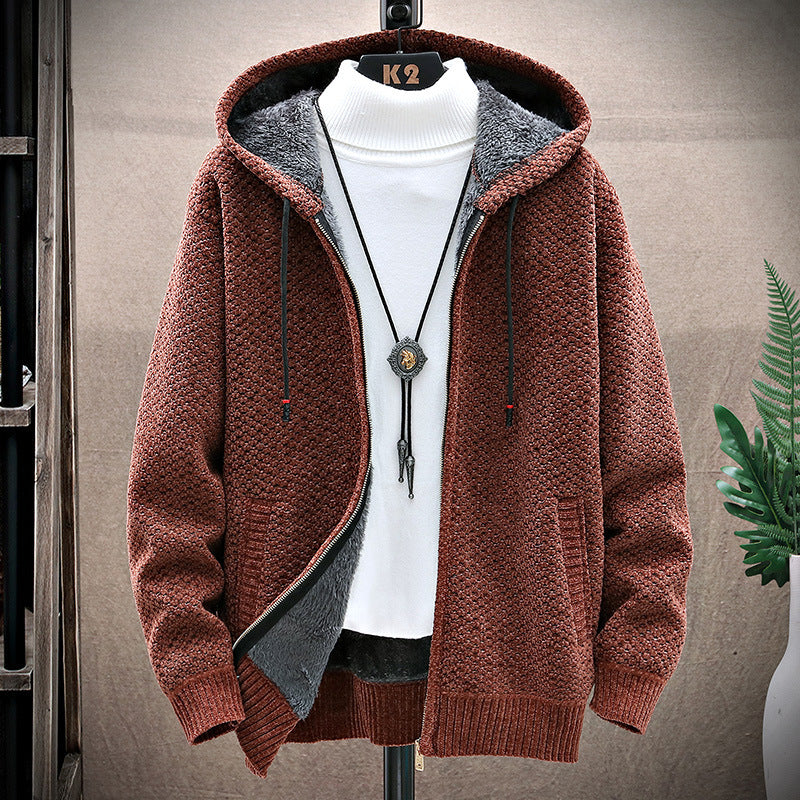 Sweat à capuche zippé en tricot nordique