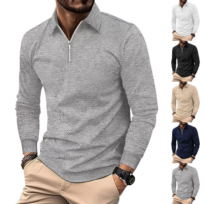 Poloshirt mit Reißverschluss und Oxford-Struktur