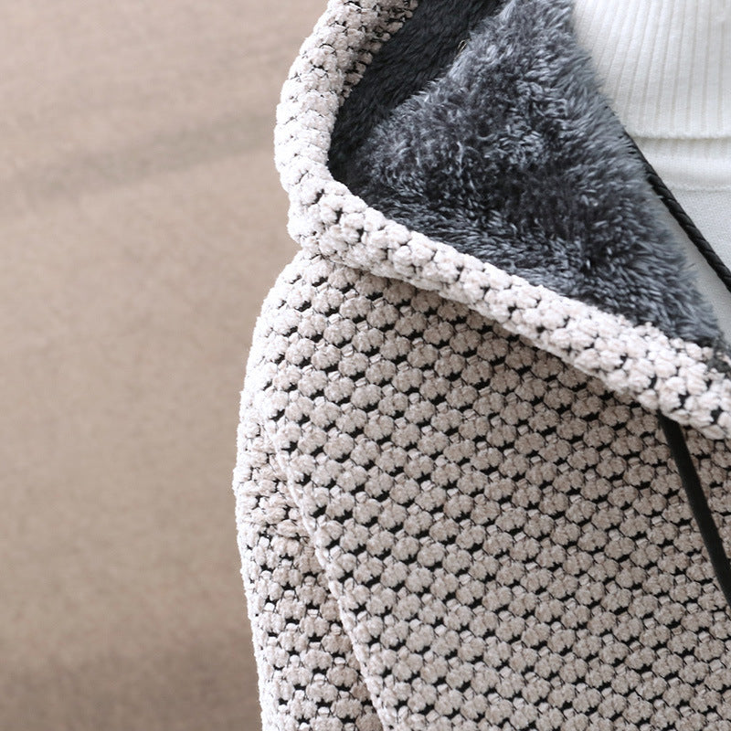 Nordischer Strick-Kapuzenpullover mit Reißverschluss